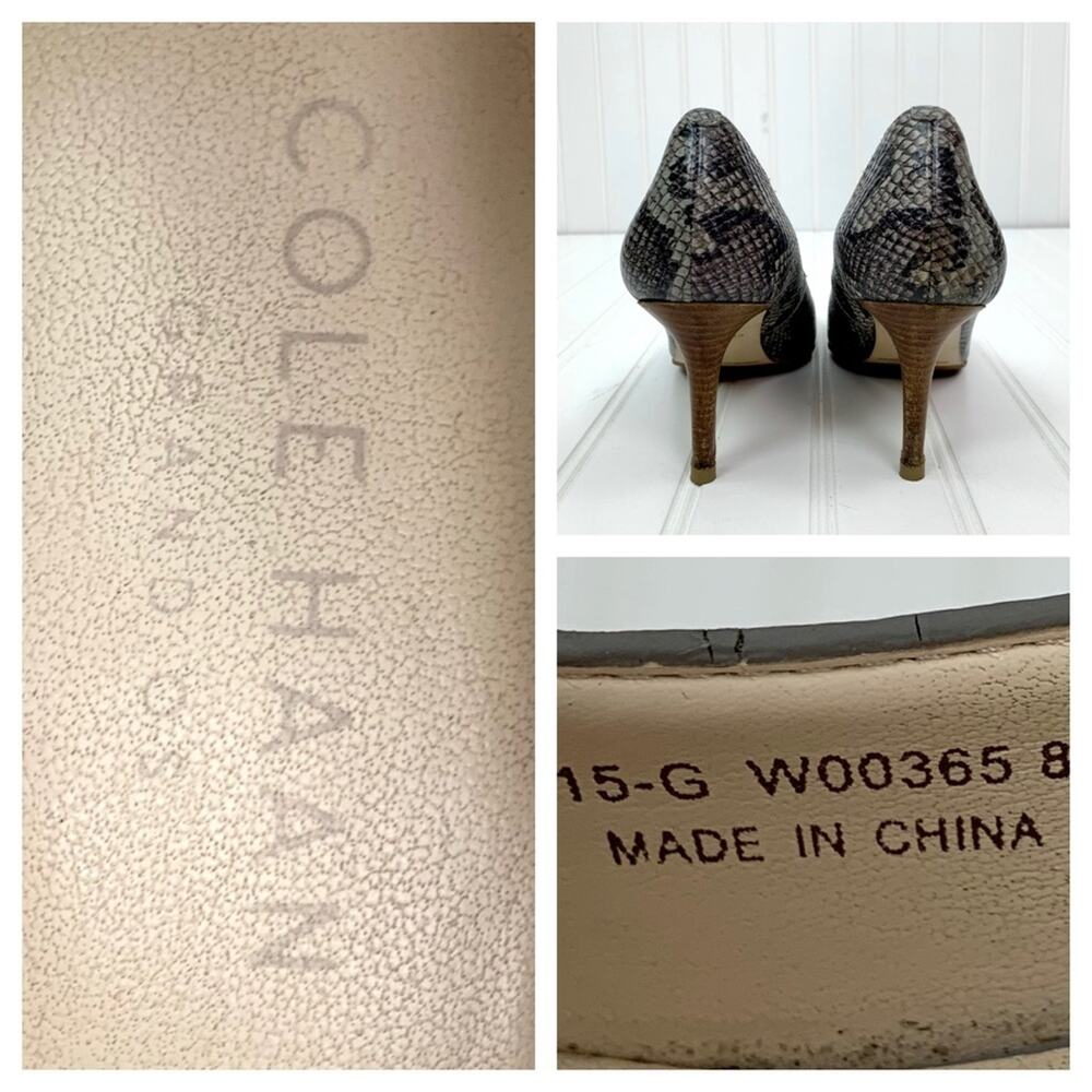 Cole Haan Snakeskin Almond Toe 3.5” Heels Women’s Size 8B Python Print Pumps - Picture 9 of 10